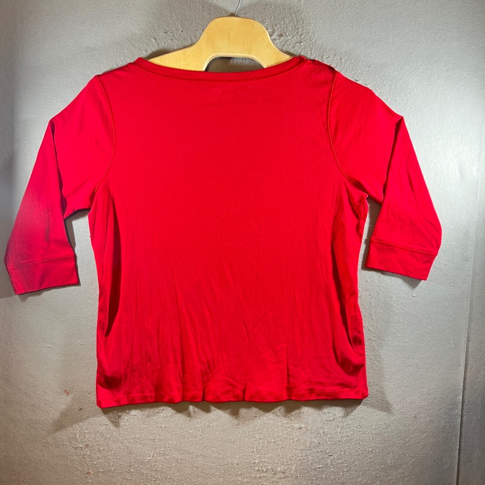 1172 | NWT Jones New York Sport Button Shoulder Knit 3/4 Sleeve Top Red Women 3X - Picture 2 of 9